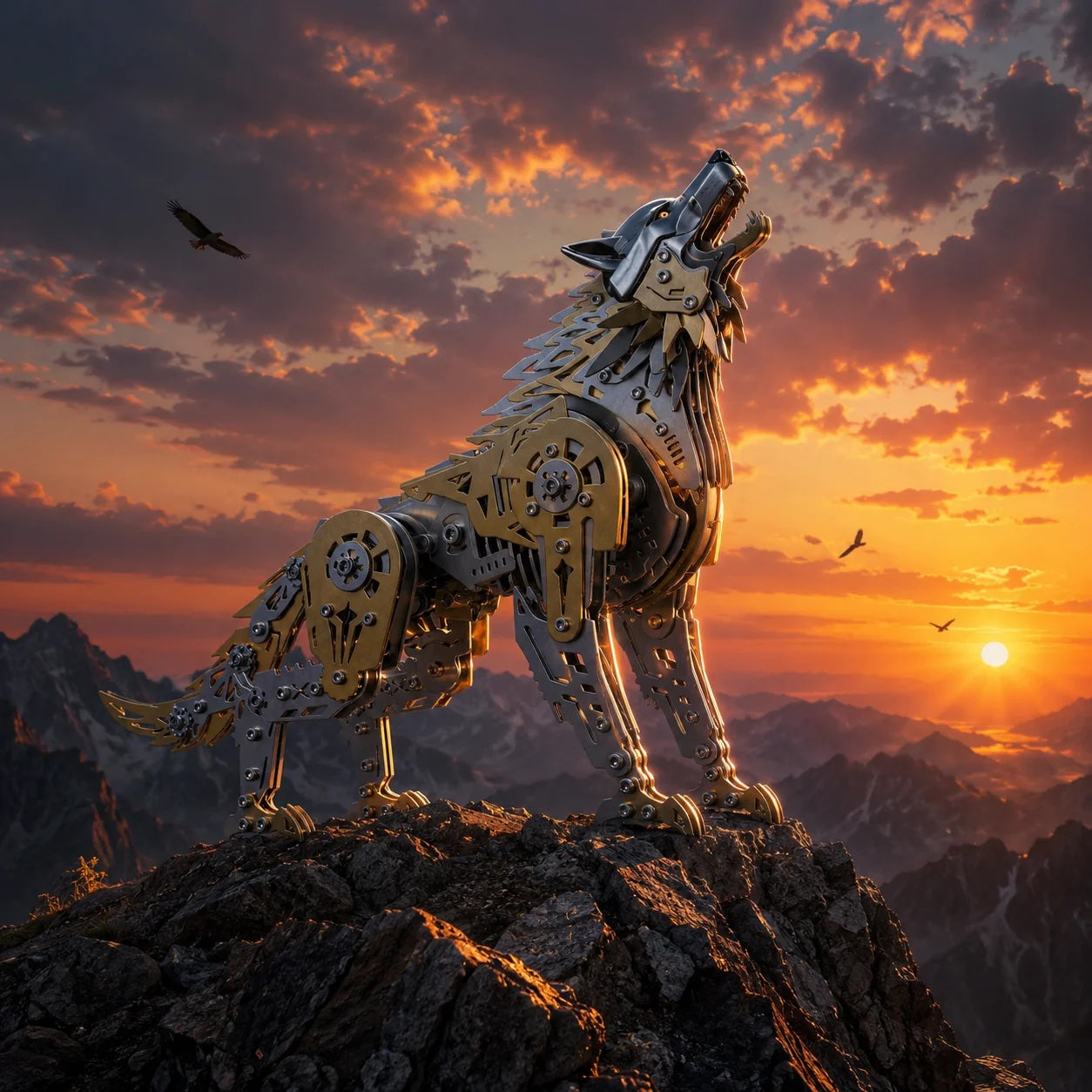 【Cooperative brand】Mechanical Wolf 3D Metal Model Kit DIY Articulated Puzzle for Adults and Kids