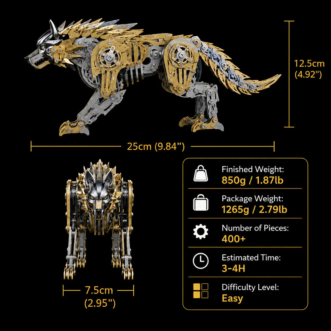【Cooperative brand】Mechanical Wolf 3D Metal Model Kit DIY Articulated Puzzle for Adults and Kids