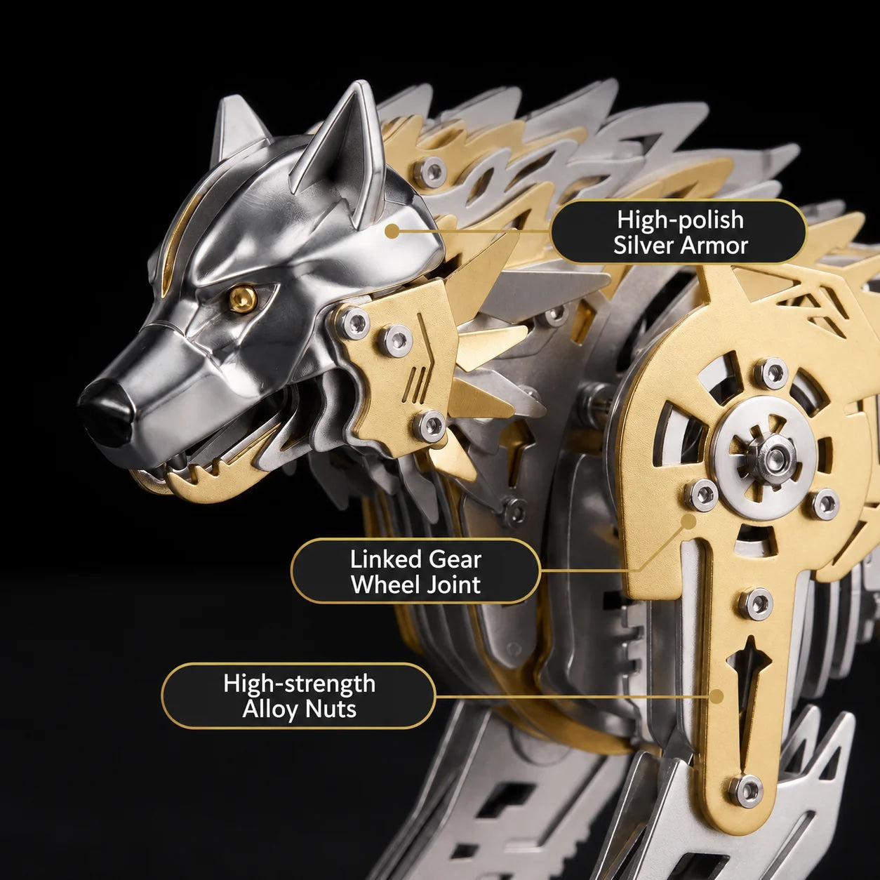 【Cooperative brand】Mechanical Wolf 3D Metal Model Kit DIY Articulated Puzzle for Adults and Kids
