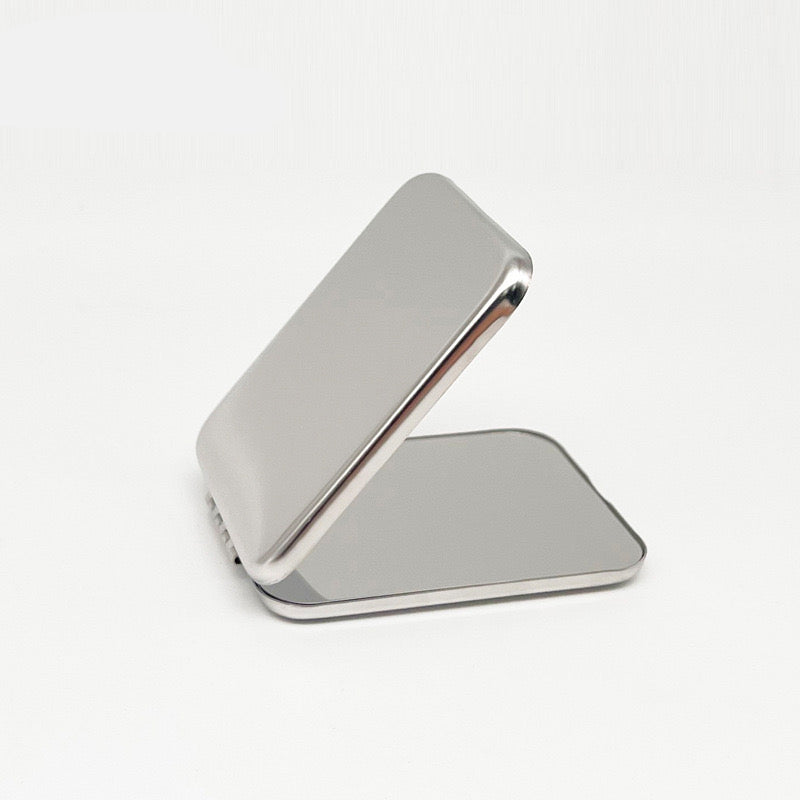 Stainless steel folding mirror, double-sided pocket mirror, non-breakable mirror
