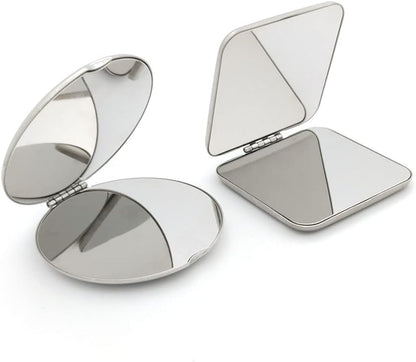 Stainless steel folding mirror, double-sided pocket mirror, non-breakable mirror