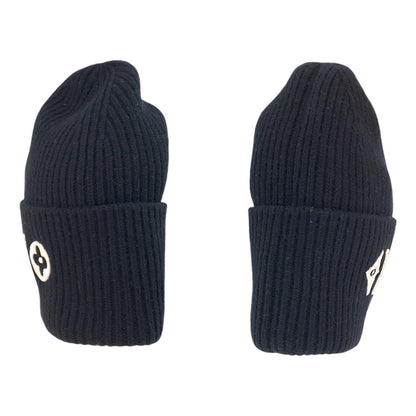 LOUIS VUITTON Knit cap M77872 wool Black White Monogram LV Headline Beanie No Size (See Description)