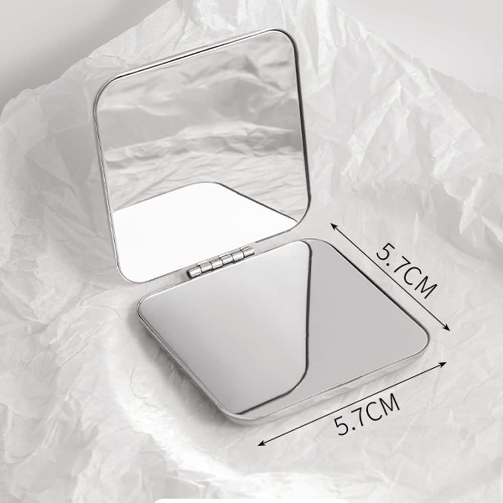 Stainless steel folding mirror, double-sided pocket mirror, non-breakable mirror
