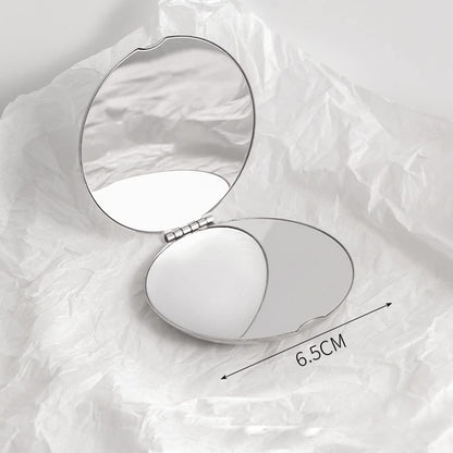Stainless steel folding mirror, double-sided pocket mirror, non-breakable mirror