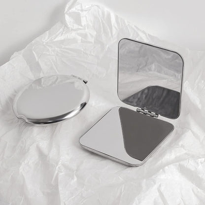 Stainless steel folding mirror, double-sided pocket mirror, non-breakable mirror
