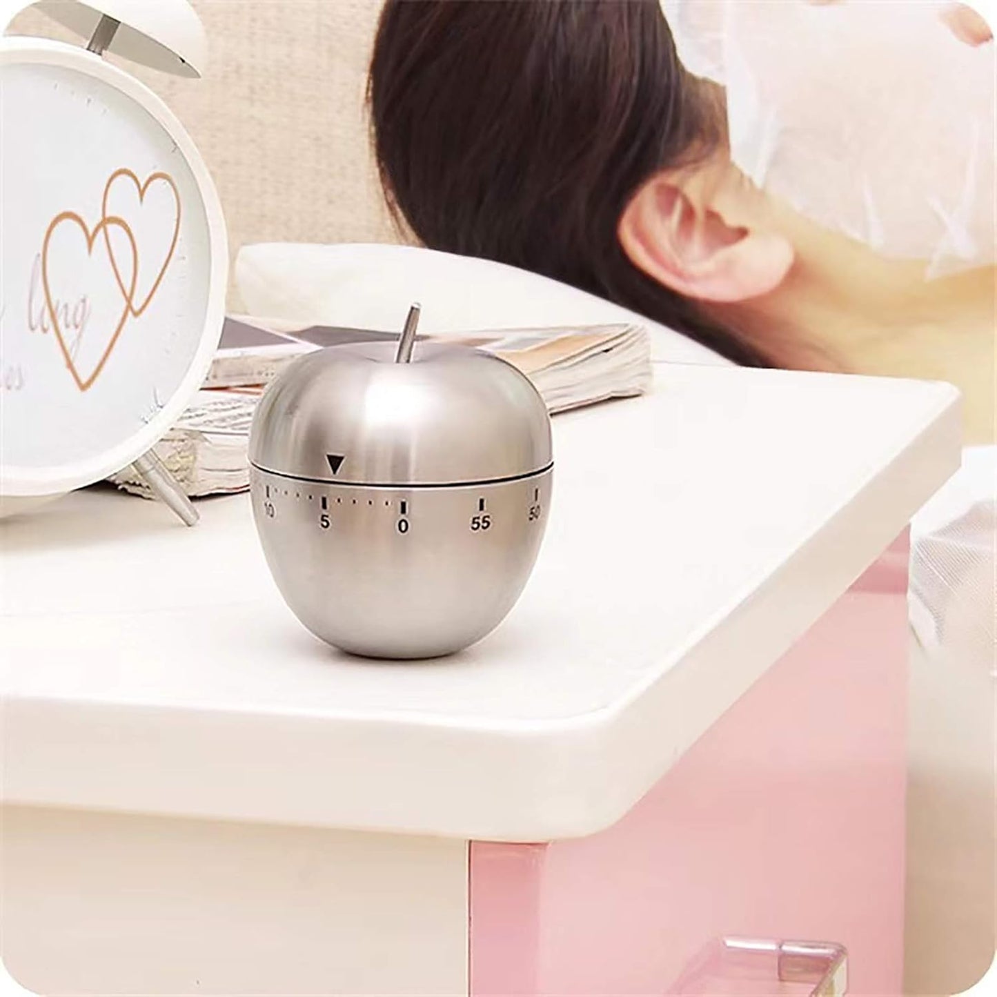 Egg  Apple Timer Stainless Steel Mechanical Rotating Alarm