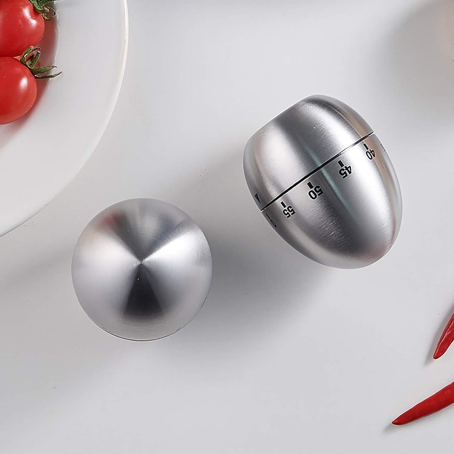 Egg  Apple Timer Stainless Steel Mechanical Rotating Alarm