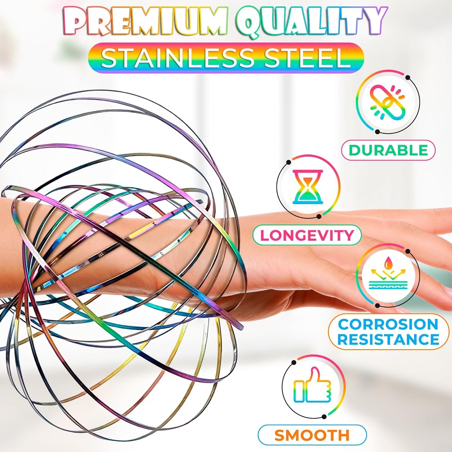 Flow Ring Spinner Ring Arm Toy - Stainless Steel